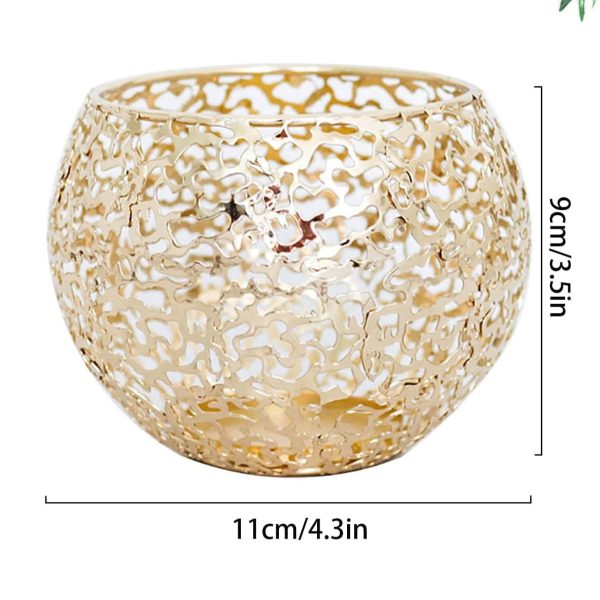 Accessoire décoratif en métal, photophore or classique