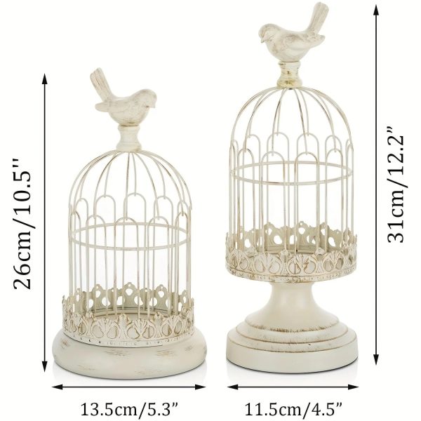 Accessoire déco en fonte : cage à oiseau pour bougies