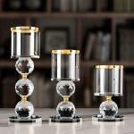 Photophore en cristal élégant x3 pour décoration intérieure