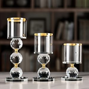 Photophore en cristal élégant x3 pour décoration intérieure