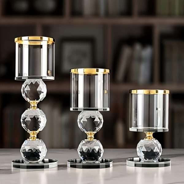 Photophore en cristal élégant x3 pour décoration intérieure