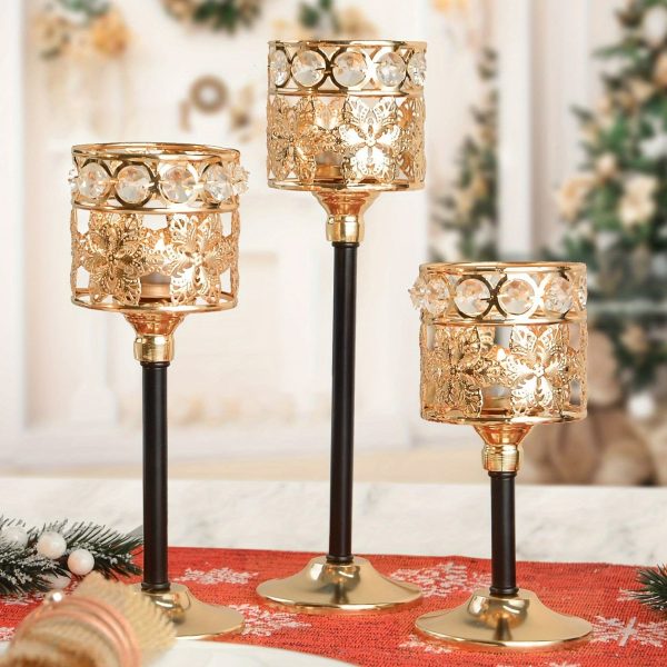 Set de 6 photophores dorés au design Art Déco