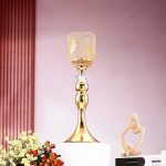 Photophore en verre avec finition dorée raffinée