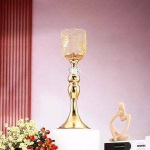 Photophore en verre avec finition dorée raffinée