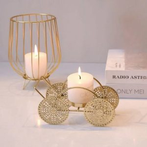 Photophore Doré - Cariole élégant et décoratif