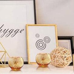 Photophore doré décoratif pour table