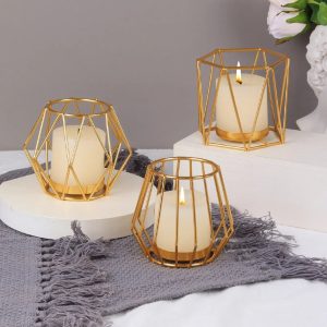 Photophore doré géométrique élégant