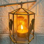 Photophore doré au design Ginkgo pour ambiance chaleureuse