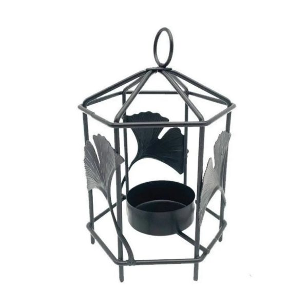 Ambiance raffinée avec ce photophore doré Ginkgo