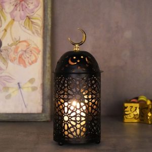 Photophore marocain en métal doré décoratif