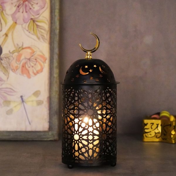 Photophore marocain en métal doré décoratif