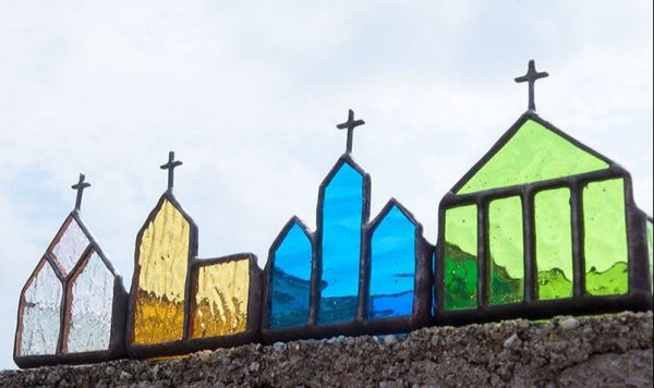 Éclairage doux avec photophore en vitrail