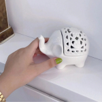 Photophore Eléphant en céramique blanche