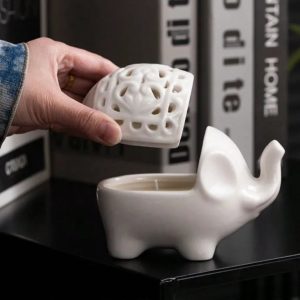 Photophore en forme d'éléphant, blanc élégant