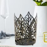 Photophore décoratif doré inspiré de l'automne