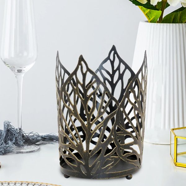 Photophore décoratif doré inspiré de l'automne