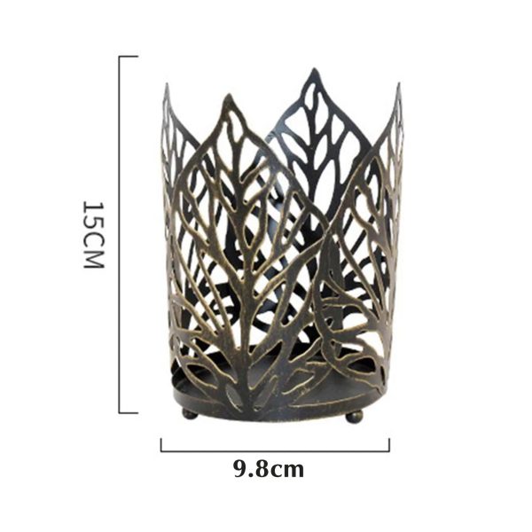 Lumière douce avec photophore doré feuille d'automne