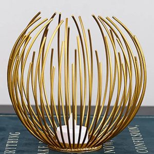 Photophore Fil d'Or en métal fer forgé