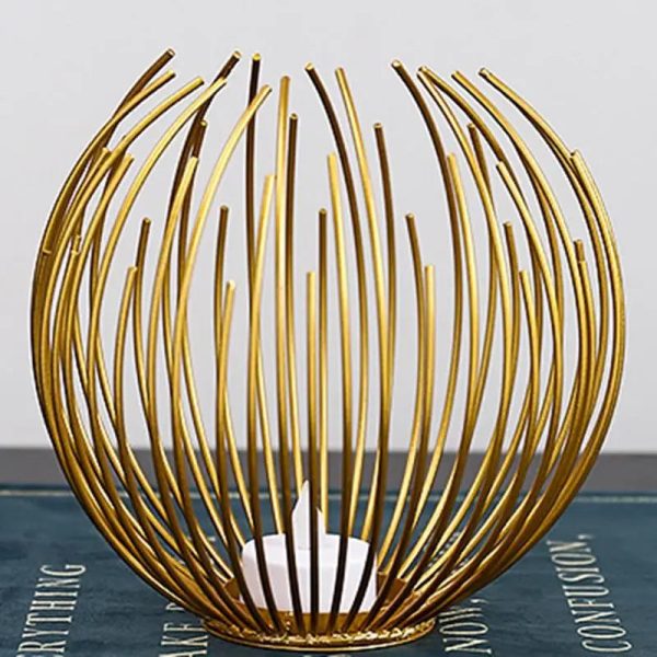 Photophore Fil d'Or en métal fer forgé