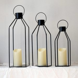 Photophore noir - Lanterne à poser x3