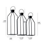 Set de 3 lanternes noires pour décoration chic et moderne