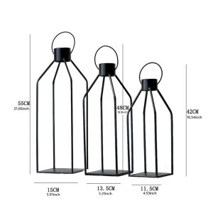 Set de 3 lanternes noires pour décoration chic et moderne