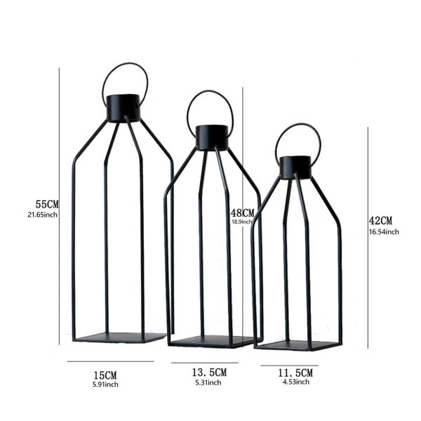 Set de 3 lanternes noires pour décoration chic et moderne