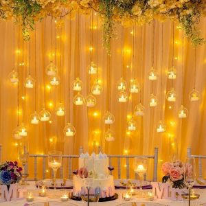 Lot photophores suspendus pour décoration de mariage
