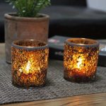 Photophore Mosaïque Ambrée en verre