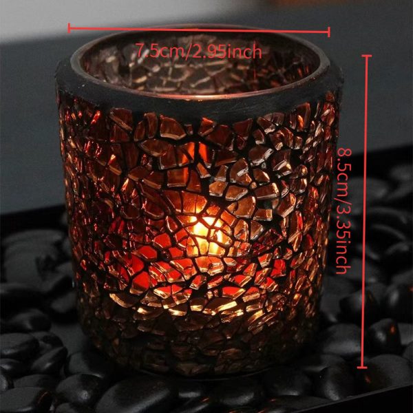 Photophore en verre, mosaïque ambrée pour la lumière douce