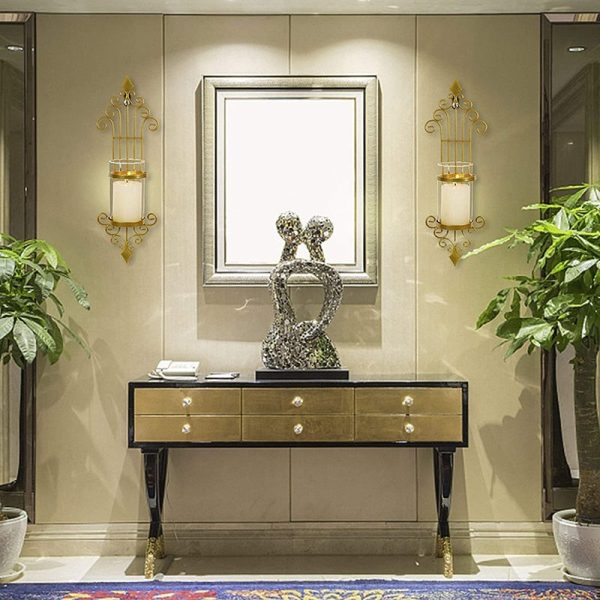 Élégant photophore doré pour éclairage décoratif