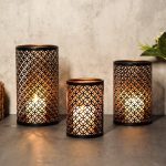 Photophore noir droit x3 pour une ambiance chaleureuse