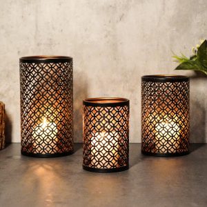 Photophore noir droit x3 pour une ambiance chaleureuse