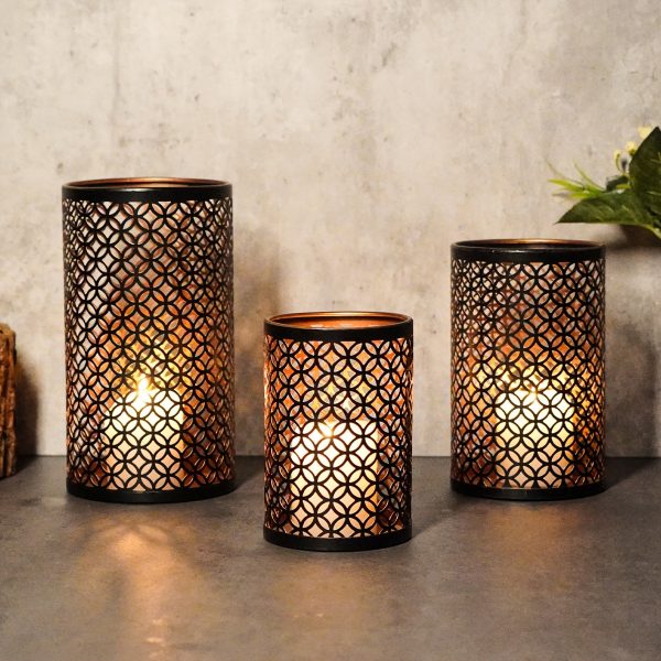 Photophore noir droit x3 pour une ambiance chaleureuse