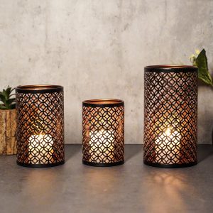 Ensemble de trois photophores noirs élégants