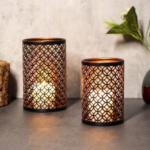 Photophore noir droit, idéal pour la décoration intérieure