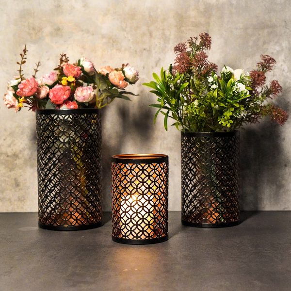 Lot de photophores noirs, design moderne et épuré