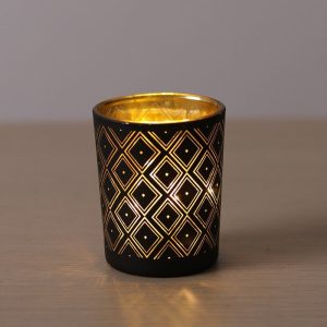 Photophore moderne noir et or, idéal pour une table raffinée