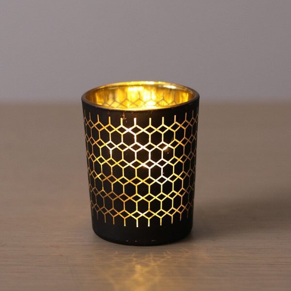 Élégant photophore noir or, ajout de style à votre espace