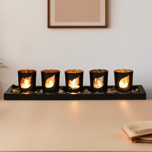 Set de 5 photophores noirs au design raffiné