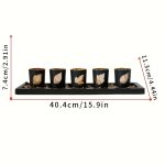 Accessoire de décoration : photophore noir feuille dorée