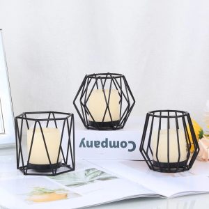 Photophore noir géométrique élégant pour la décoration