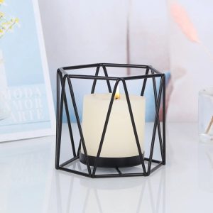 Photophore noir au design géométrique moderne