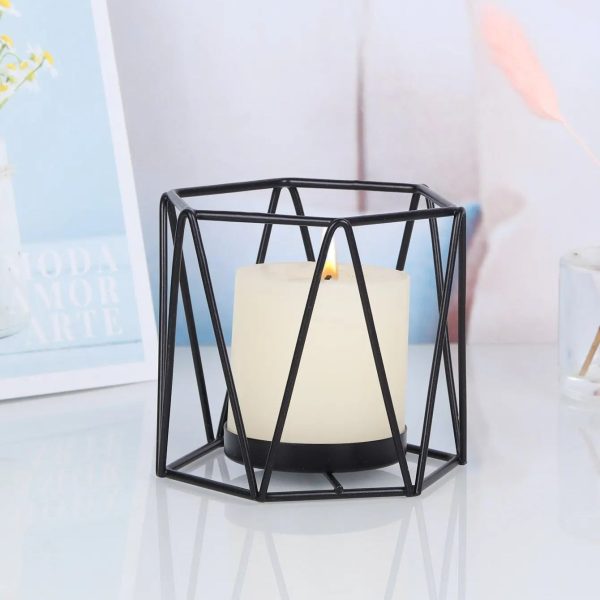 Photophore noir au design géométrique moderne