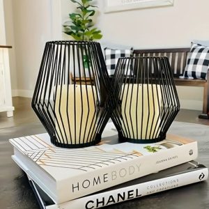 Photophore noir en forme de losange, lot de 2