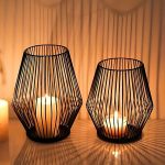 Lot de 2 photophores noirs au design losange