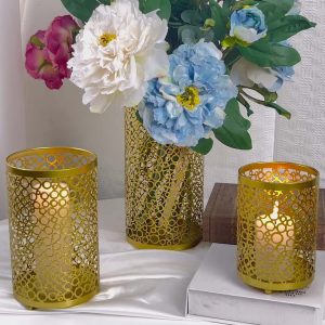 Set de 3 photophores noirs au motif rond