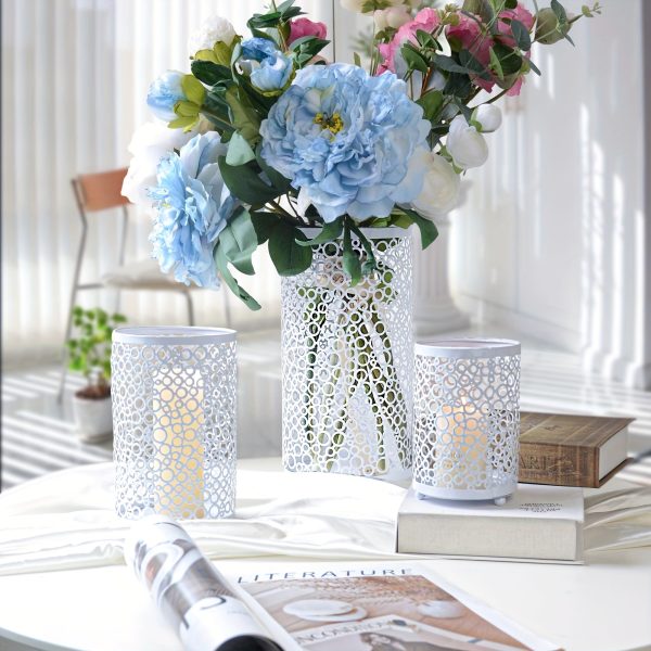 Lot de photophores noirs, motifs ronds pour décoration