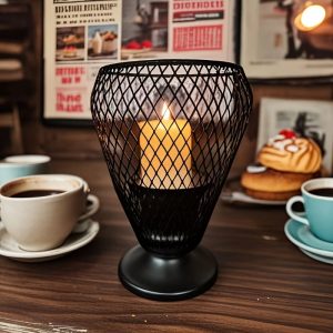 Photophore noir au design moderne pour ambiance chaleureuse