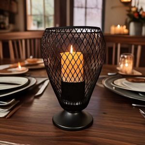 Photophore panier noir pour éclairage d'appoint esthétiquement plaisant